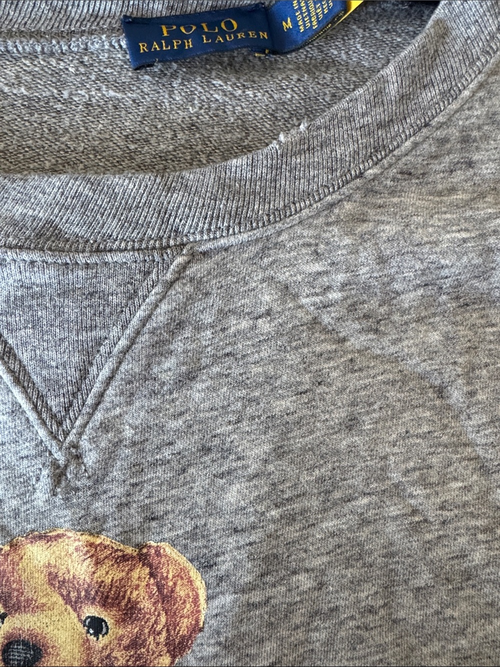 Ralph Lauren Heather Gray Bear Graphic Crewneck Sweatshirt - Picture 5 of 5